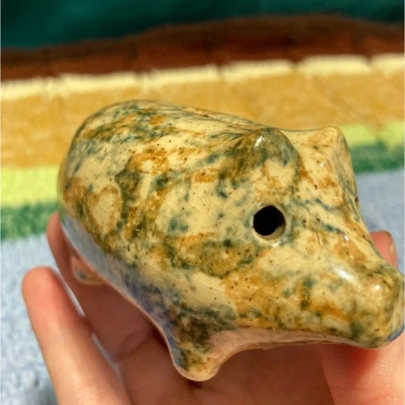 Vintage Piggy Bank Pig Knick Knack Small Pottery Handmade Crafty - Picture 6 of 16